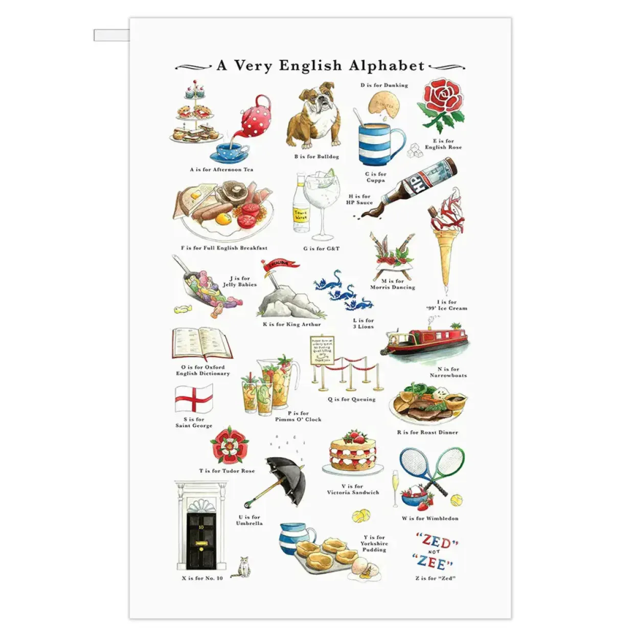 A Very English Alphabet Tea Towel