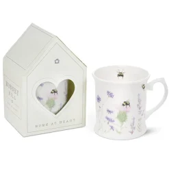 Bee & Flower White China Mug