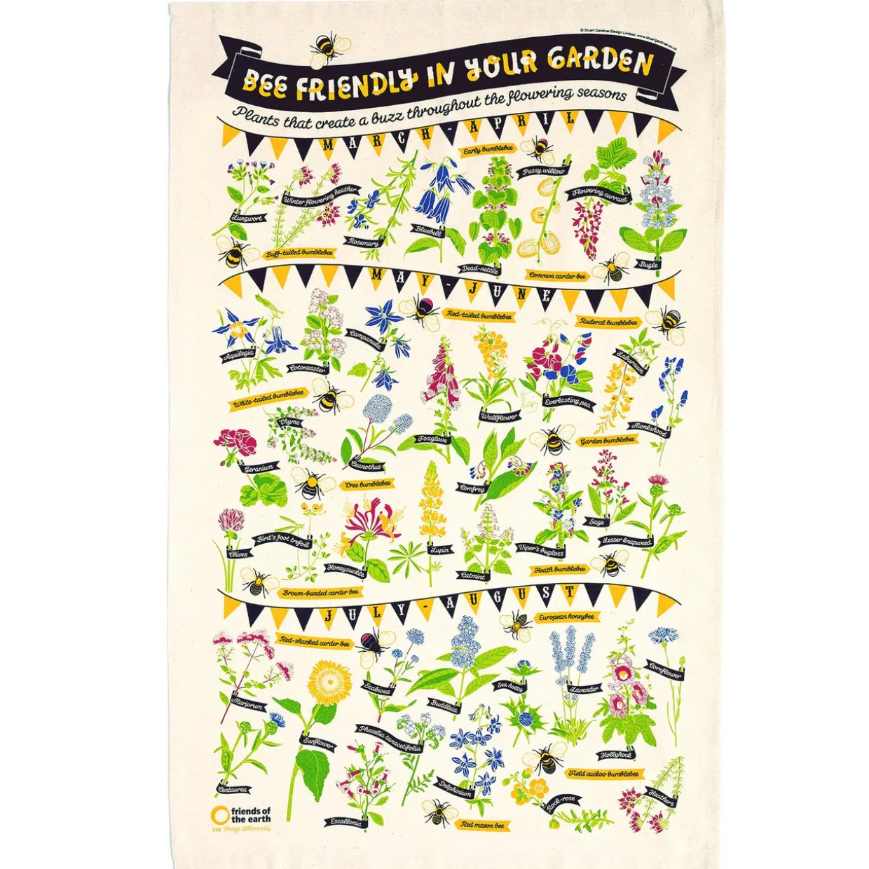 Bee Friendly Tea Towel By Stuart Gardiner