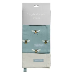 Bees Teal Tea Towel Set Of 2