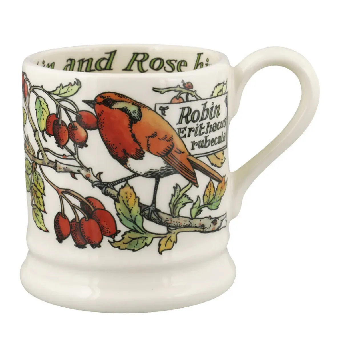 Birds In The Hedgerow Rosehip & Robin 1/2 Pint Mug