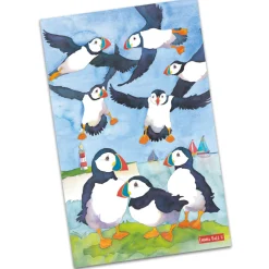 Bright Puffins Tea Towel