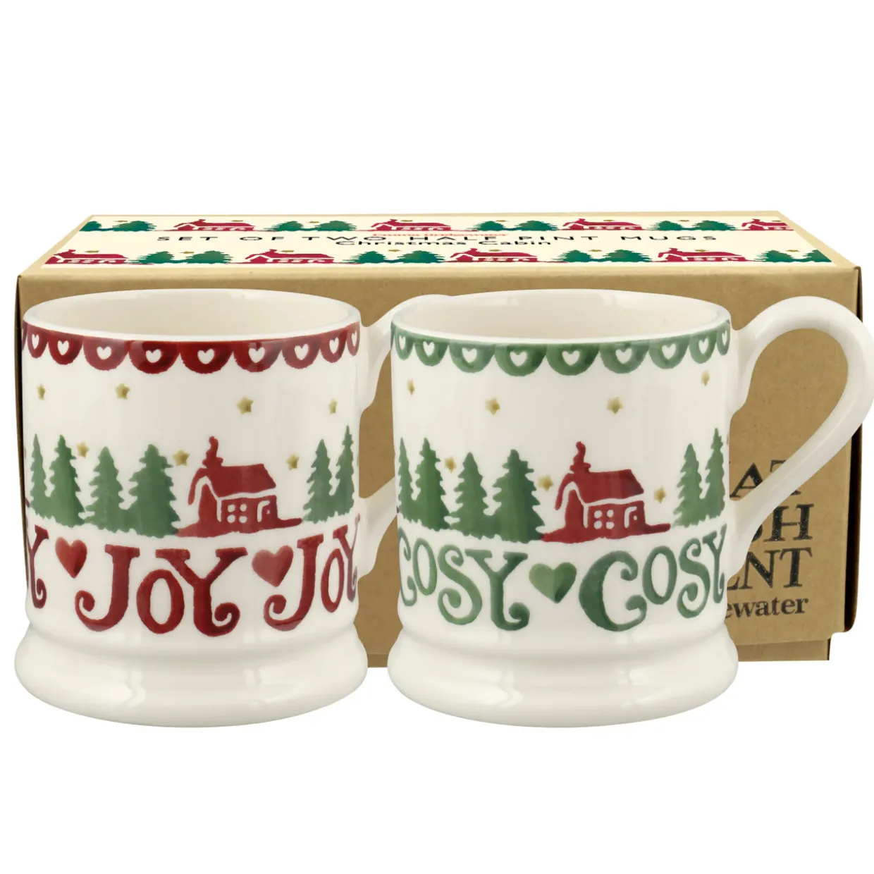 Christmas Cabin Set Of 2 Half Pint Mugs
