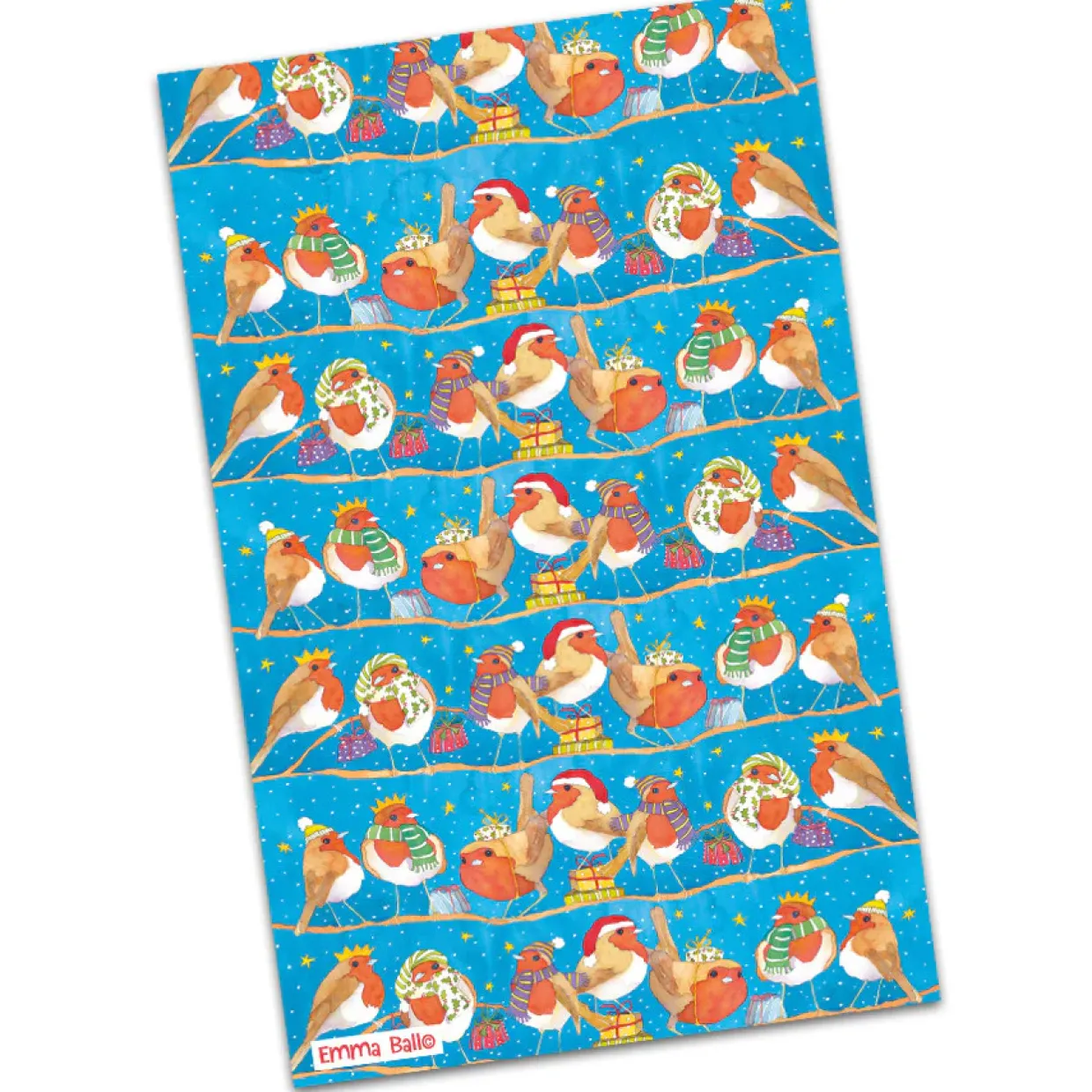 Christmas Robins Tea Towel