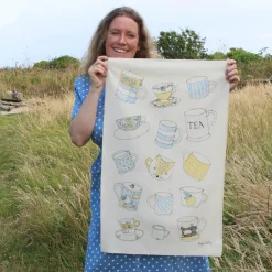Cups And Mugs Tea Towel