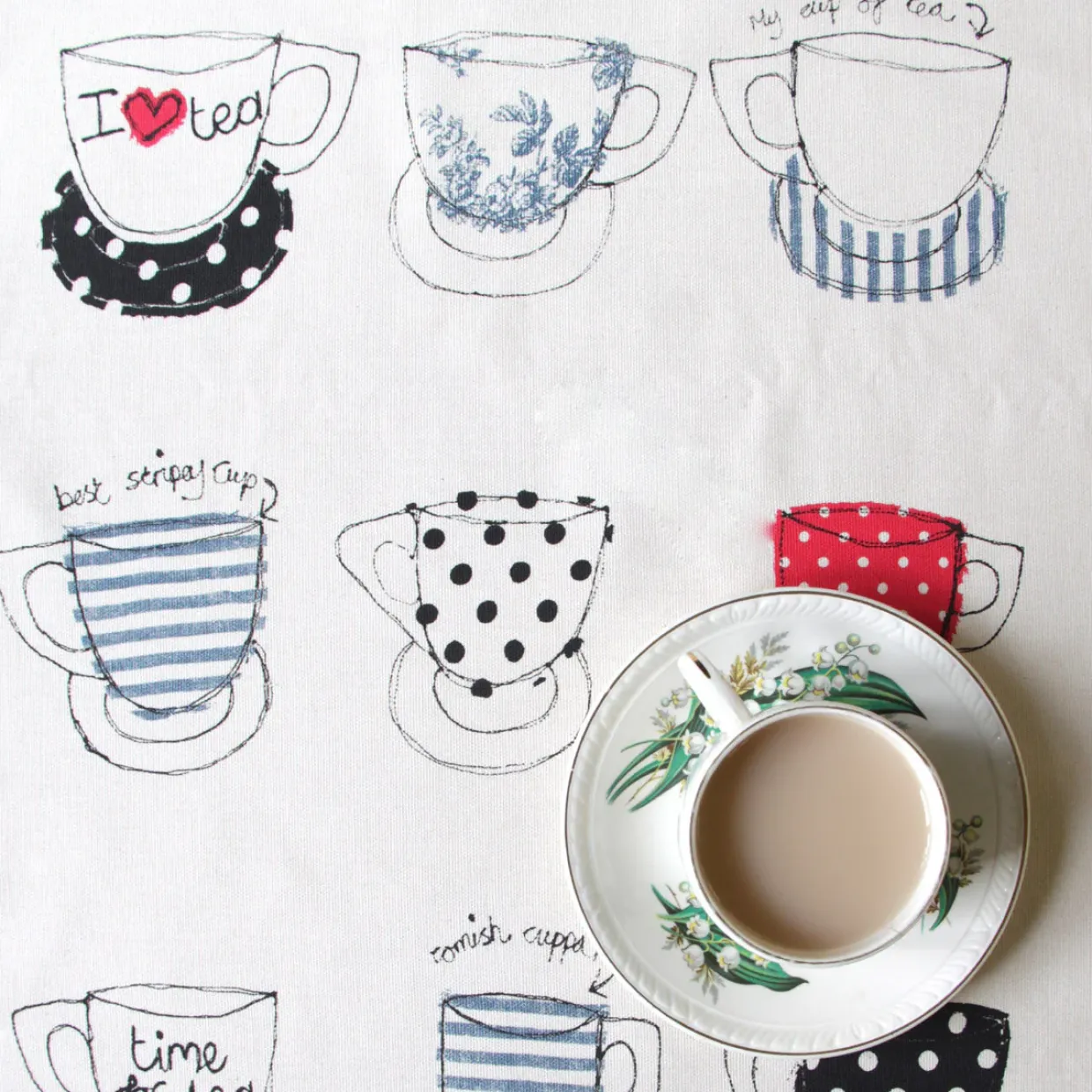 Cups Tea Towel