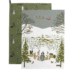 Festive Forest Set Of 2 Tea Towels