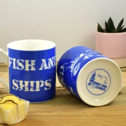 Fish And Ships Bone China Mug