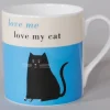 Happiness Black Cat Turquoise Mug