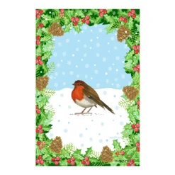 Holly And Robin Tea Towel