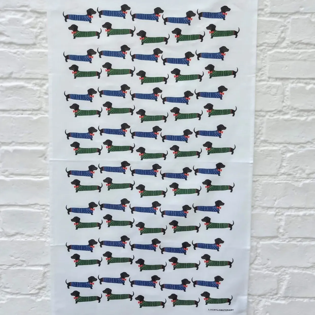 Lucky Lobster Dachshund Tea Towel