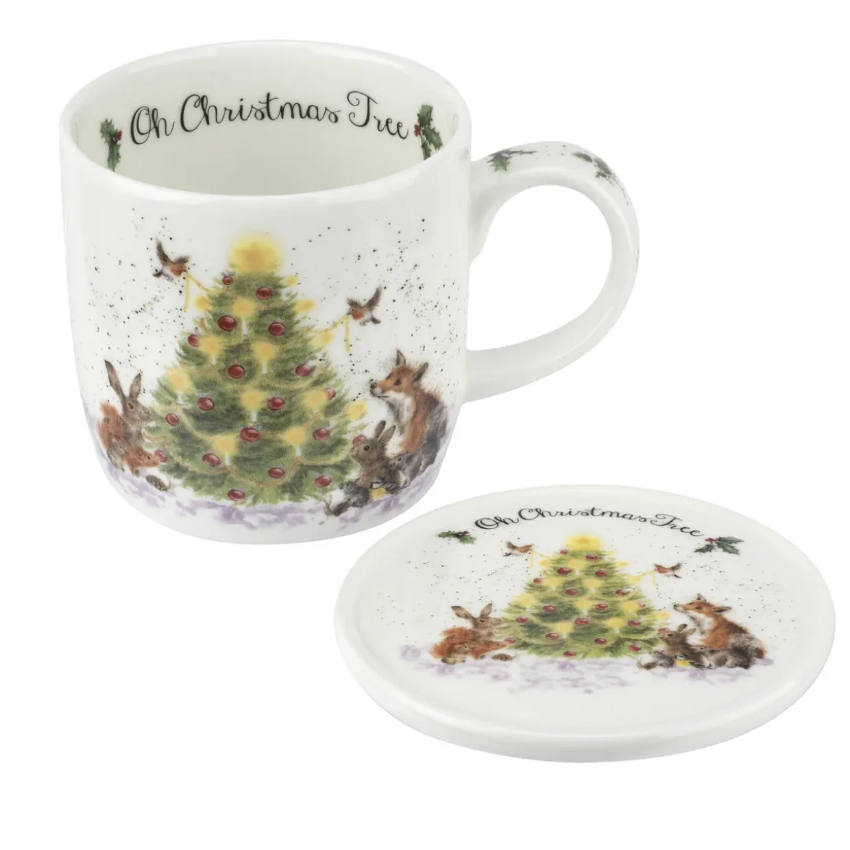 Oh Christmas Tree' Fine Bone China Mug & Coaster Set