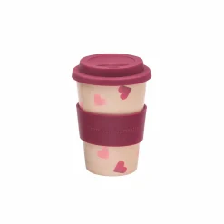 Pink Hearts Rice Husk Travel Cup