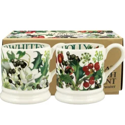 Rosehip & Paperwhites Set Of 2 Half Pint Mugs