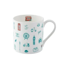 Simply London Mug - Turquoise & Coral