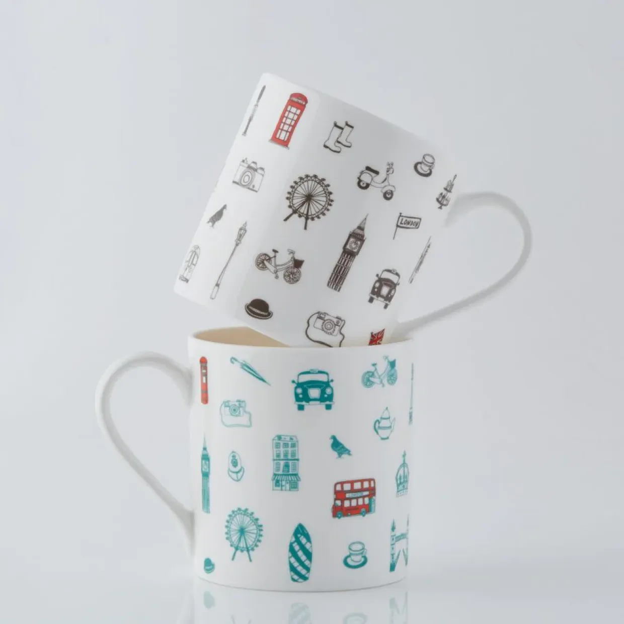 Simply London Mug - Turquoise & Coral