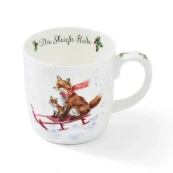 Sleigh Ride' Foxes Bone China Mug
