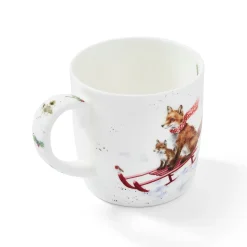 Sleigh Ride' Foxes Bone China Mug
