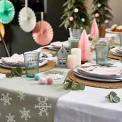 Snowflake Linen 70In Table Runner
